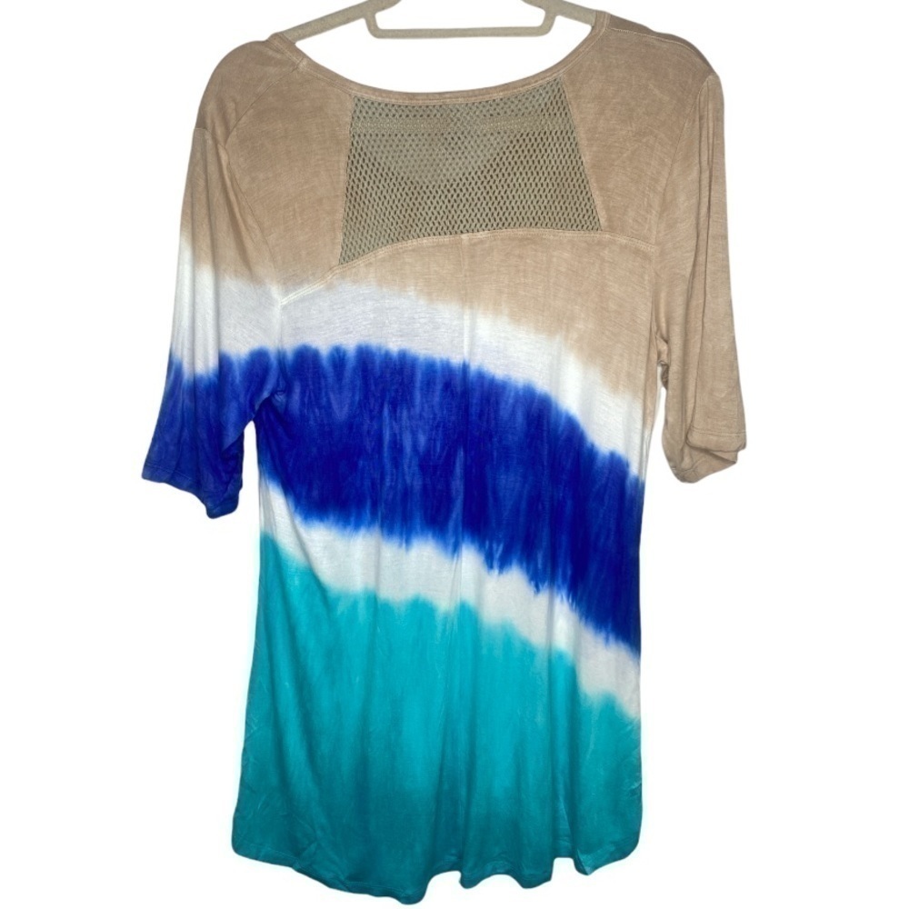 THOMAS and Olivia Tie Dye Sequin Blue Blouse Size Medium - Picture 2 of 3